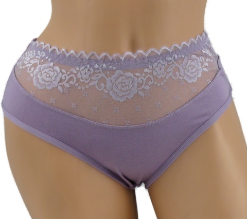 PEŁNE MAJTKI figi DAMSKIE Z KORONKĄ 291 wrzosowe XL