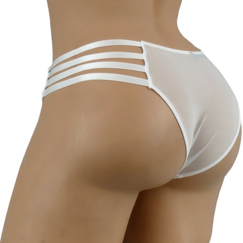 Sexowne majtki figi z paseczkami paski Białe 2XL E5125