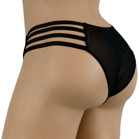 Sexowne majtki figi z paseczkami paski Czarne M/L E5125