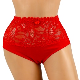 919 DORIMODES WYSOKIE DAMSKIE MAJTKI FIGI KORONKOWE XL czerwone