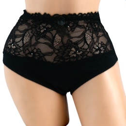 919 DORIMODES WYSOKIE DAMSKIE MAJTKI FIGI KORONKOWE XXL czarne