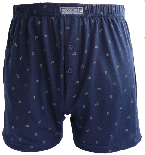 COTTON WORLD 100%BAWEŁNA LUŹNE MĘSKIE BOKSERKI GUZIKI 4XL granatowe