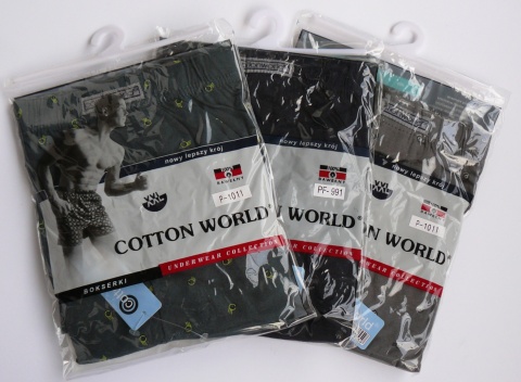 COTTON WORLD 100%BAWEŁNA LUŹNE MĘSKIE BOKSERKI GUZIKI 3XL niebieski