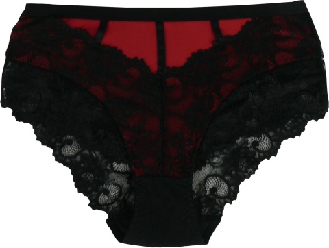 PLUS SIZE MAJTKI DAMSKIE KORONKOWE Ania Lu Lo 281 2XL czarno-czerwone