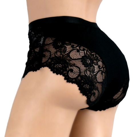 PLUS SIZE MAJTKI DAMSKIE KORONKOWE Ania Lu Lo 281 2XL czarno-liliowe