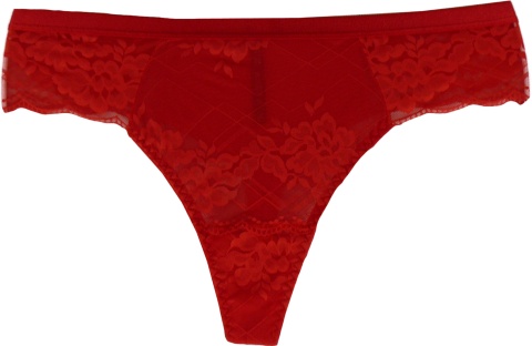 STRING majtki DAMSKIE KORONKOWE 86 12 XL czerwone