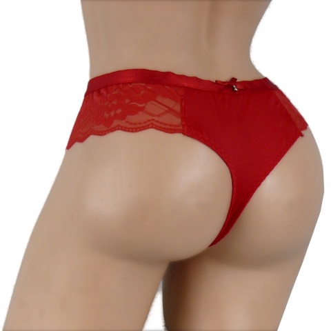 STRING majtki DAMSKIE KORONKOWE 86 12 2XL czerwone