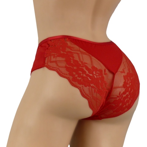 8622 FULINA DAMSKIE MAJTKI FIGI KORONKOWE 2XL czerwone