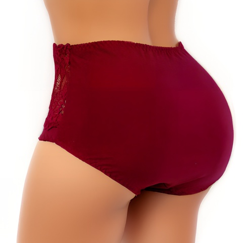 919 DORIMODES WYSOKIE DAMSKIE MAJTKI FIGI KORONKOWE L bordowe