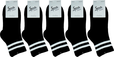 COSAS 5x DAMSKIE SKARPETY SPORTOWE BAWEŁNIANE czarne 38-42