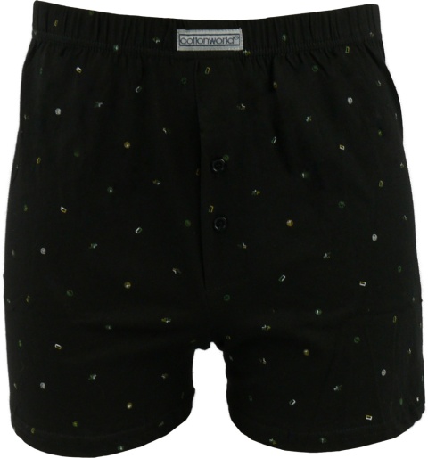 COTTON WORLD 100%BAWEŁNA LUŹNE MĘSKIE BOKSERKI GUZIKI XL czarne