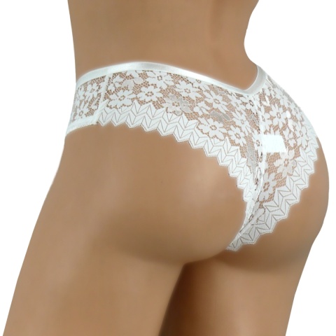 SHENAO 8207 BRAZYLIANY MAJTKI DAMSKIE FIGI KORONKOWE M/L ecru