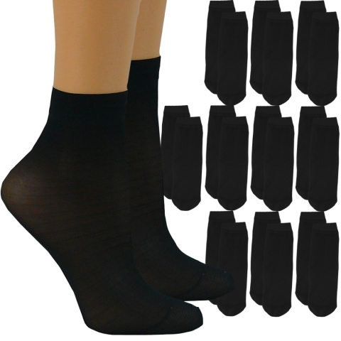 10par SKARPETKI LYCRA RAJSTOPOWE damskie CIENKIE STOPKI czarne