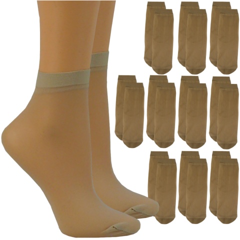10par SKARPETKI LYCRA RAJSTOPOWE damskie CIENKIE STOPKI ciemnobeżowe