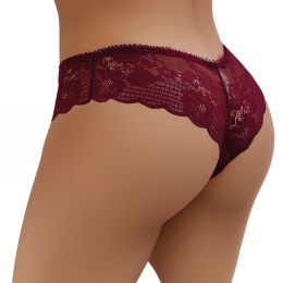 HEAT BRAZYLIANY DAMSKIE KORONKOWE STRINGI bordowe L