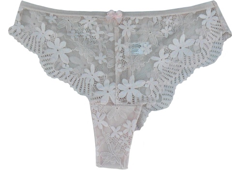 VICTORIA BRAZYLIANY DAMSKIE figi KORONKOWE L pastelowy puder