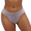 VICTORIA STRINGI DAMSKIE majtki BAWEŁNIANE Z KORONKĄ liliowe L