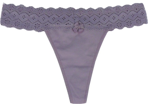 VICTORIA STRINGI DAMSKIE majtki BAWEŁNIANE Z KORONKĄ liliowe L