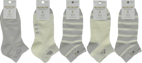 5x GŁADKIE SKARPETY BAWEŁNIANE DAMSKIE AURA.VIA 35-38
