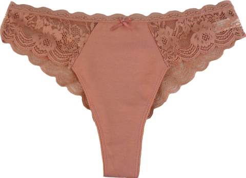 HEAT Seksi Brazyliany Damskie Majtki Stringi Koronkowe morelowe M