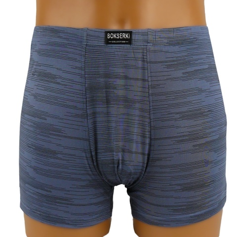 MĘSKIE BOKSERKI Prążki Majtki Bambusowe 2XL niebieskie