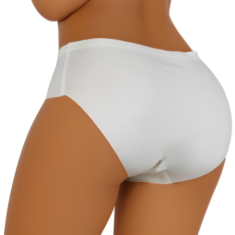 Majtki Bezszwowe Figi Laserowo Cięte Damskie Wyższy Stan beżowe L