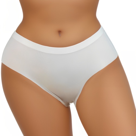 Majtki Bezszwowe Figi Laserowo Cięte Damskie Wyższy Stan białe L