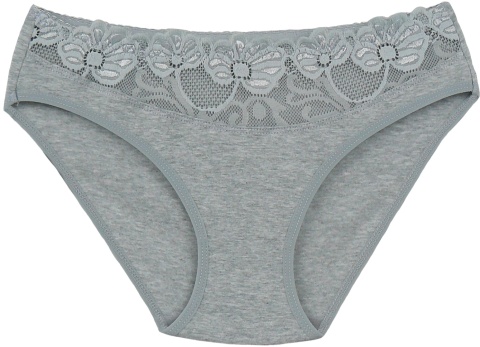 Wygodne Bawełniane Majtki Damskie Figi z Koronką 4053 XL szary