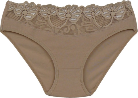Wygodne Bawełniane Majtki Damskie Figi z Koronką 4053 3XL beżowe