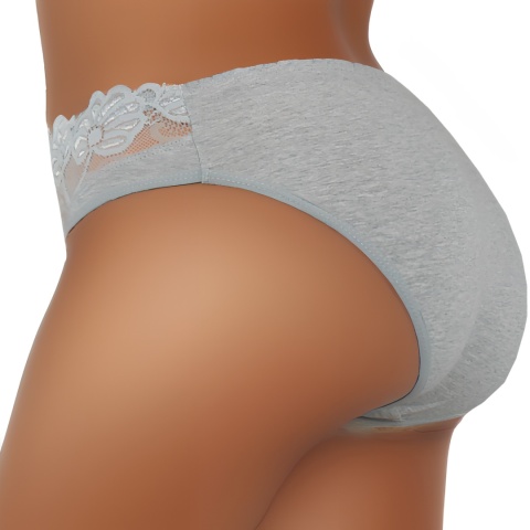 Wygodne Bawełniane Majtki Damskie Figi z Koronką 4053 3XL szare