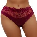 Wygodne Bawełniane Majtki Damskie Figi z Koronką 4053 XL bordowe