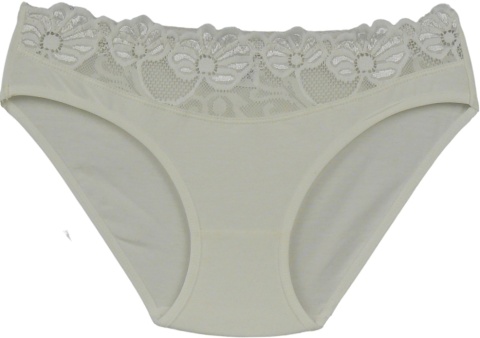 Wygodne Bawełniane Majtki Damskie Figi z Koronką 4053 XXL ecru