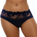 Wygodne Bawełniane Majtki Damskie Figi z Koronką 4053 XXL granat