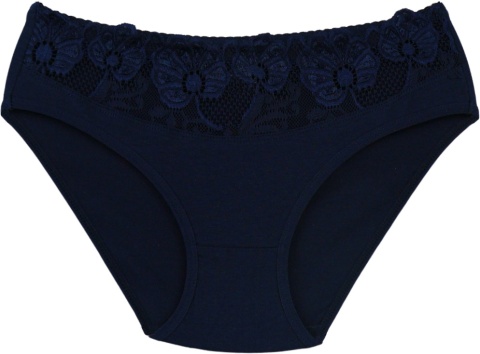 Wygodne Bawełniane Majtki Damskie Figi z Koronką 4053 XXL granat