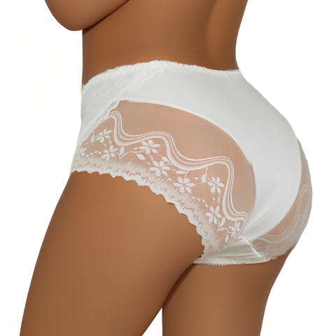 NEW WAVE D542 PIĘKNE FIGI KORONKOWE MAJTKI DAMSKIE XXL ecru