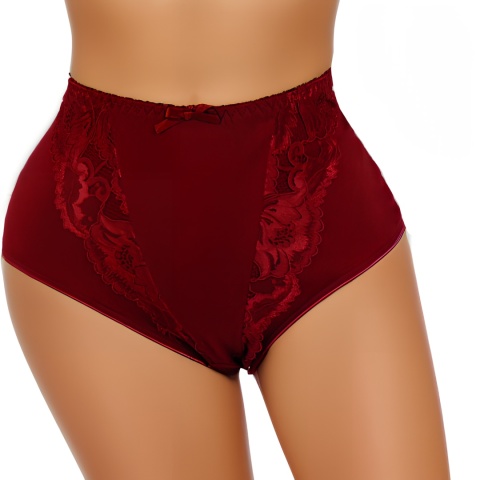 New Wave A2213 KORONKOWE FIGI DAMSKIE MAJTKI BAWEŁNIANE 3XL bordowe