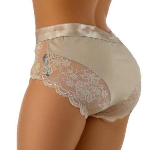 Seksi Koronkowe Damskie Majtki Figi Bawełniane 3XL beżowe