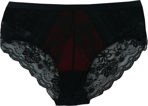 Seksi Koronkowe Damskie Majtki Figi Bawełniane 3XL czarno-czerwone