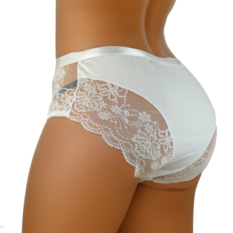 Seksi Koronkowe Damskie Majtki Figi Bawełniane 3XL ecru