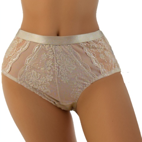 Seksi Koronkowe Damskie Majtki Figi Bawełniane 2XL beżowe