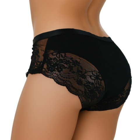 Seksi Koronkowe Damskie Majtki Figi Bawełniane XL czarno-czerwone