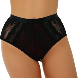 Seksi Koronkowe Damskie Majtki Figi Bawełniane 2XL czarno-czerwone