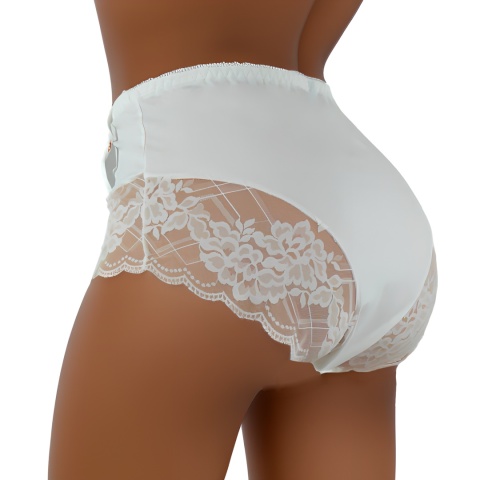 Wysoki Stan Pełne Majtki Damskie Figi Koronkowe 3XL ecru