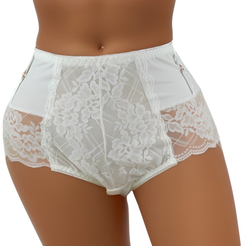 Wysoki Stan Pełne Majtki Damskie Figi Koronkowe 4XL ecru