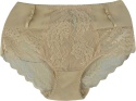 Wysoki Stan Pełne Majtki Damskie Figi Koronkowe 3XL beżowe