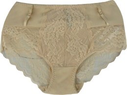 Wysoki Stan Pełne Majtki Damskie Figi Koronkowe 4XL beżowe