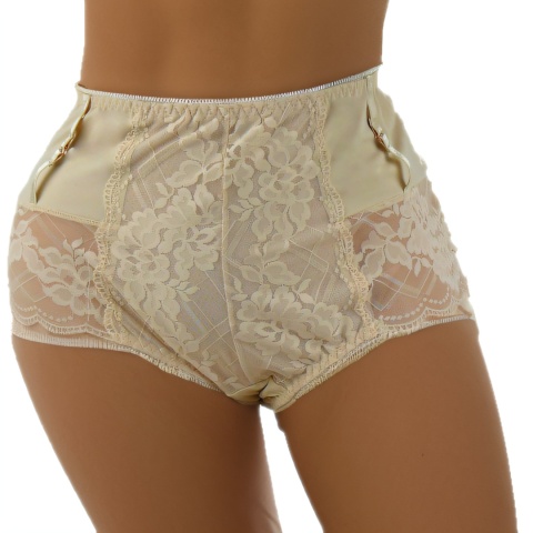 Wysoki Stan Pełne Majtki Damskie Figi Koronkowe 4XL beżowe