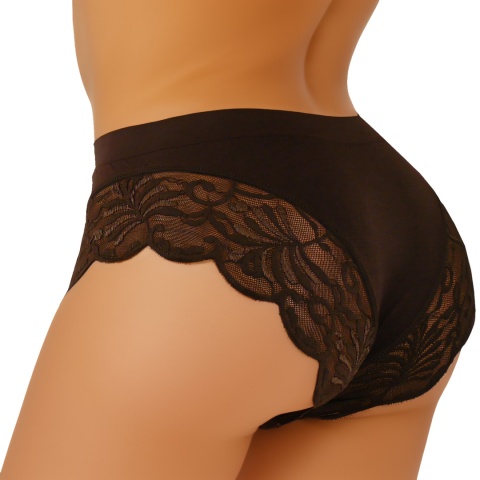 KAROMI MAJTKI DAMSKIE figi KORONKOWE roz. uniwersalny brązowe