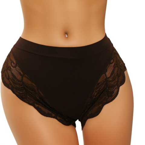 KAROMI MAJTKI DAMSKIE figi KORONKOWE roz. uniwersalny brązowe