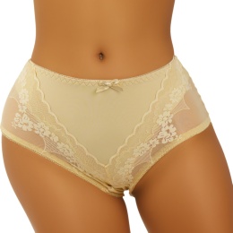 NEW WAVE D528 ŚLICZNE FIGI KORONKOWE MAJTKI DAMSKIE 4XL kremowe